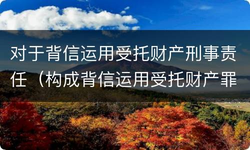 对于背信运用受托财产刑事责任（构成背信运用受托财产罪的立案标准）