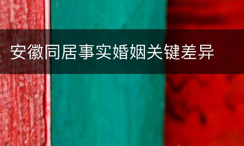 安徽同居事实婚姻关键差异