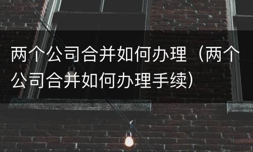 两个公司合并如何办理（两个公司合并如何办理手续）