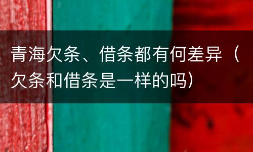 青海欠条、借条都有何差异（欠条和借条是一样的吗）
