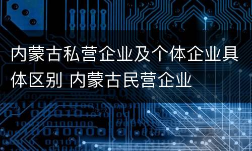 内蒙古私营企业及个体企业具体区别 内蒙古民营企业