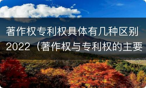 著作权专利权具体有几种区别2022（著作权与专利权的主要区别）