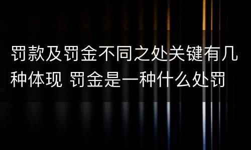 罚款及罚金不同之处关键有几种体现 罚金是一种什么处罚