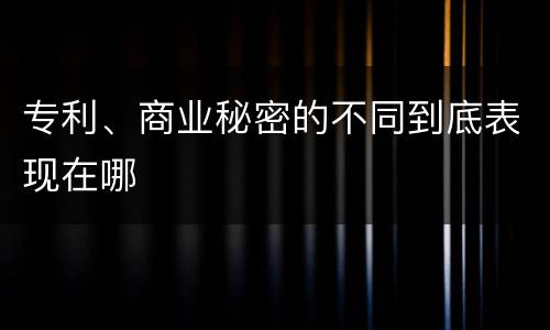 专利、商业秘密的不同到底表现在哪