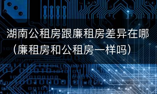 湖南公租房跟廉租房差异在哪（廉租房和公租房一样吗）