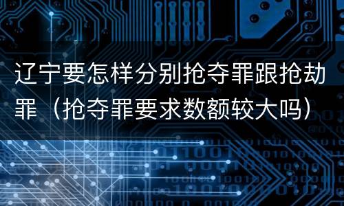 辽宁要怎样分别抢夺罪跟抢劫罪（抢夺罪要求数额较大吗）