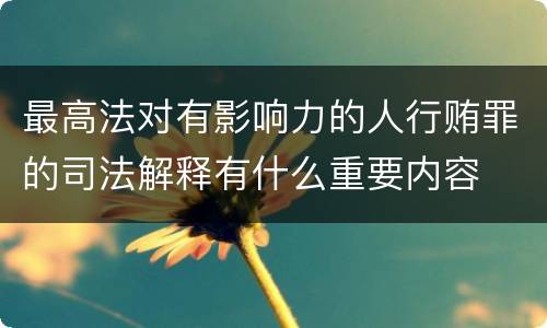 最高法对有影响力的人行贿罪的司法解释有什么重要内容