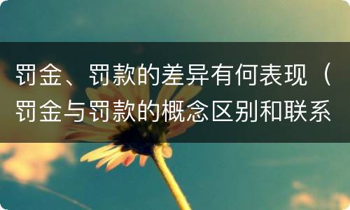 罚金、罚款的差异有何表现（罚金与罚款的概念区别和联系）