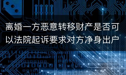 离婚一方恶意转移财产是否可以法院起诉要求对方净身出户