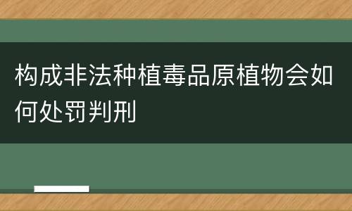 构成非法种植毒品原植物会如何处罚判刑