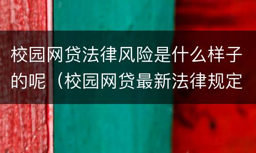 校园网贷法律风险是什么样子的呢（校园网贷最新法律规定）