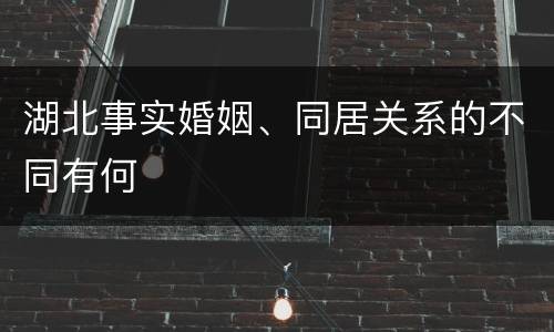湖北事实婚姻、同居关系的不同有何
