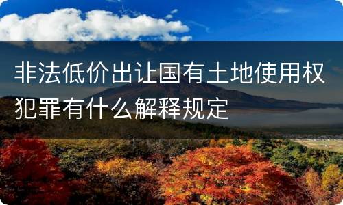 非法低价出让国有土地使用权犯罪有什么解释规定