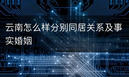 云南怎么样分别同居关系及事实婚姻