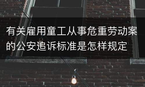 有关雇用童工从事危重劳动案的公安追诉标准是怎样规定
