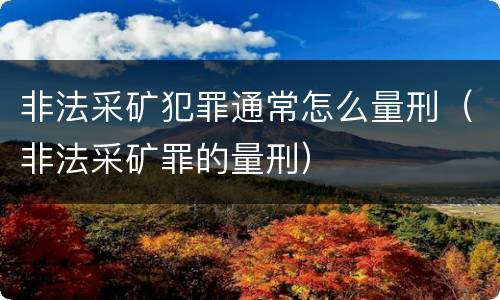 非法采矿犯罪通常怎么量刑（非法采矿罪的量刑）