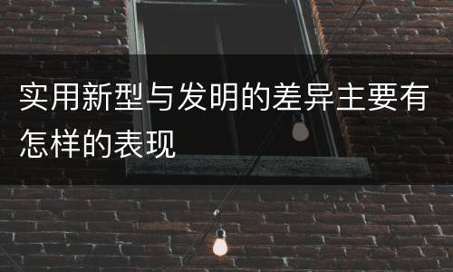 实用新型与发明的差异主要有怎样的表现