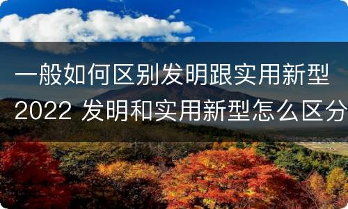 一般如何区别发明跟实用新型2022 发明和实用新型怎么区分