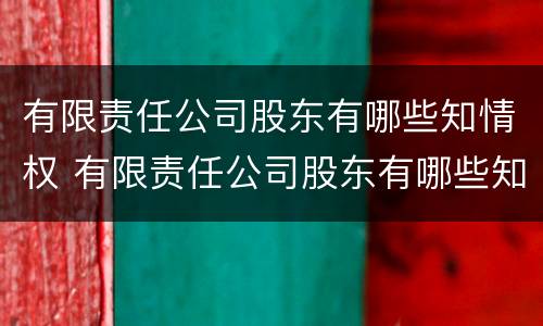 有限责任公司股东有哪些知情权 有限责任公司股东有哪些知情权力