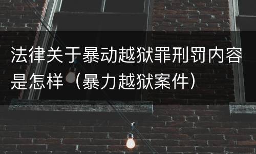 法律关于暴动越狱罪刑罚内容是怎样（暴力越狱案件）
