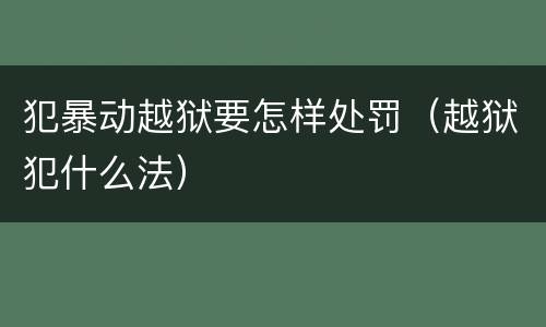 犯暴动越狱要怎样处罚（越狱犯什么法）