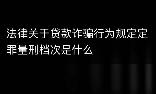 法律关于贷款诈骗行为规定定罪量刑档次是什么