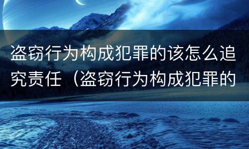 盗窃行为构成犯罪的该怎么追究责任（盗窃行为构成犯罪的该怎么追究责任呢）
