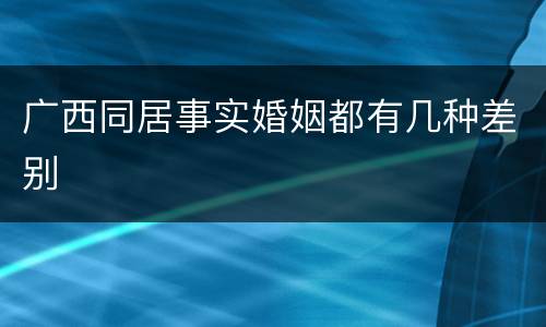 广西同居事实婚姻都有几种差别