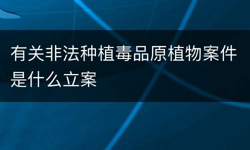 有关非法种植毒品原植物案件是什么立案