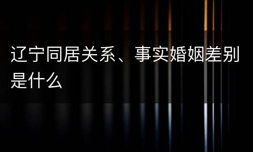 辽宁同居关系、事实婚姻差别是什么