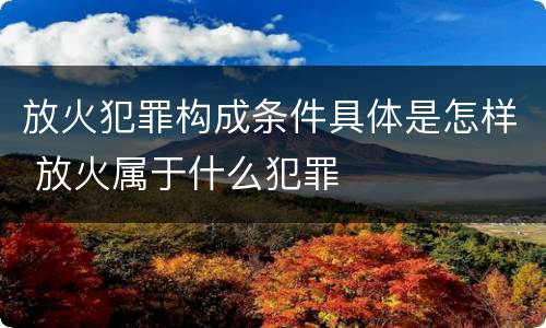 放火犯罪构成条件具体是怎样 放火属于什么犯罪