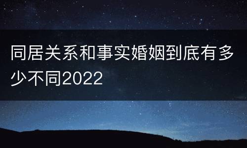 同居关系和事实婚姻到底有多少不同2022