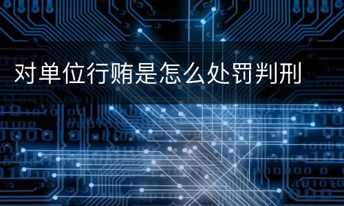 对单位行贿是怎么处罚判刑