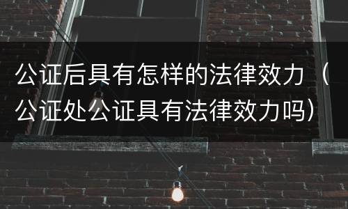 公证后具有怎样的法律效力（公证处公证具有法律效力吗）