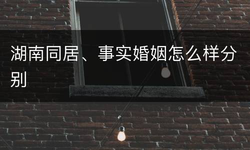 湖南同居、事实婚姻怎么样分别