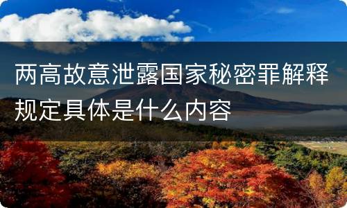 两高故意泄露国家秘密罪解释规定具体是什么内容