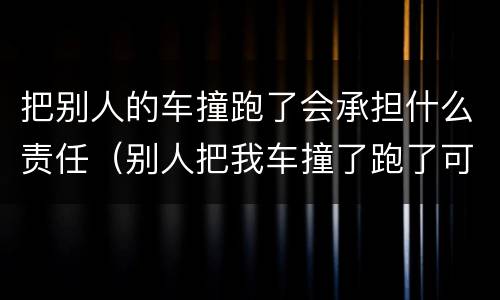 把别人的车撞跑了会承担什么责任（别人把我车撞了跑了可以追究责任吗）