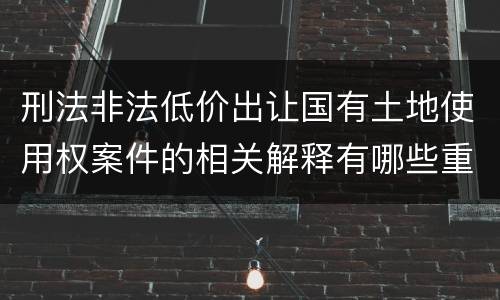 刑法非法低价出让国有土地使用权案件的相关解释有哪些重要内容