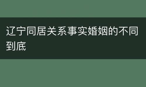 辽宁同居关系事实婚姻的不同到底