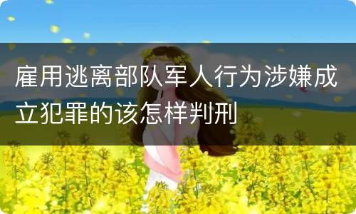 雇用逃离部队军人行为涉嫌成立犯罪的该怎样判刑