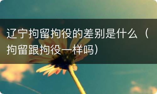 辽宁拘留拘役的差别是什么（拘留跟拘役一样吗）