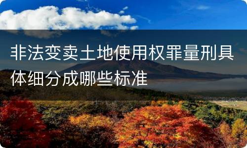 非法变卖土地使用权罪量刑具体细分成哪些标准