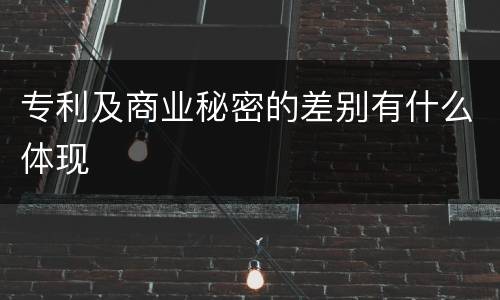 专利及商业秘密的差别有什么体现