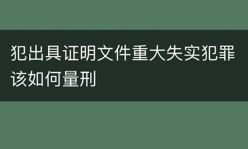 犯出具证明文件重大失实犯罪该如何量刑
