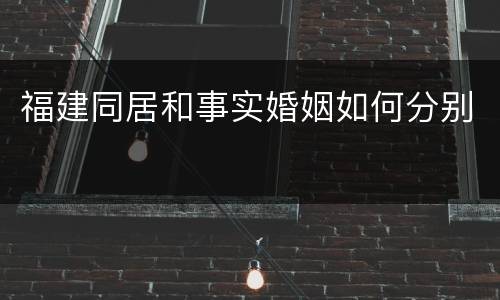 福建同居和事实婚姻如何分别