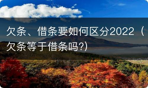 欠条、借条要如何区分2022（欠条等于借条吗?）