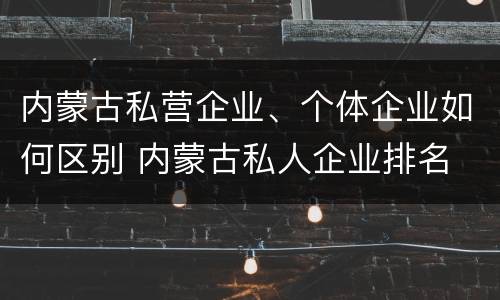 内蒙古私营企业、个体企业如何区别 内蒙古私人企业排名