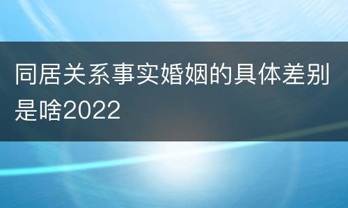 同居关系事实婚姻的具体差别是啥2022
