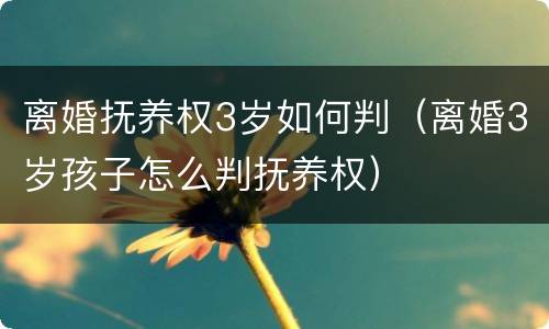 离婚抚养权3岁如何判（离婚3岁孩子怎么判抚养权）