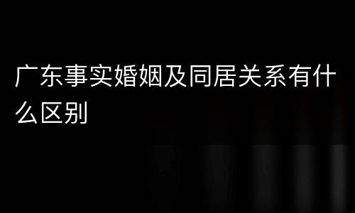 广东事实婚姻及同居关系有什么区别
